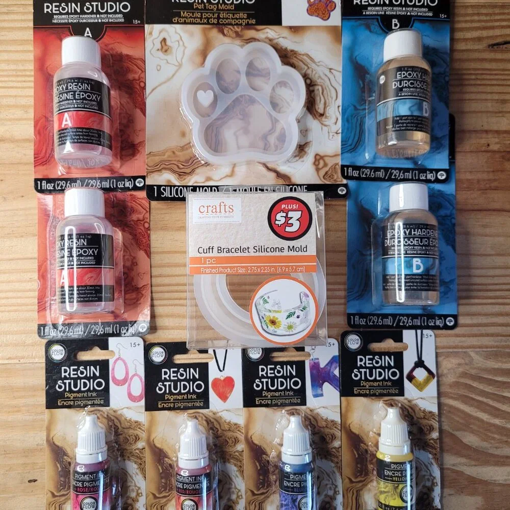 Resin Bracelet and Keychain Crafting Kit Epoxy Resin Hardener Pigment Ink Molds - Picture 2 of 10